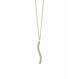 Coup De Coeur 14K Yellow Gold & 0.89 TCW Diamond Vertical Wavy Bar Pendant Necklace