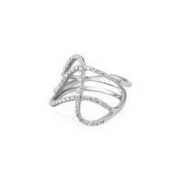 Infinity 18K White Gold & 0.77 TCW Diamond 3-Row Curved Ring