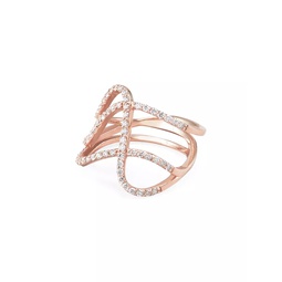 Infinity 18K Rose Gold & 0.77 TCW Diamond 3-Row Curved Ring