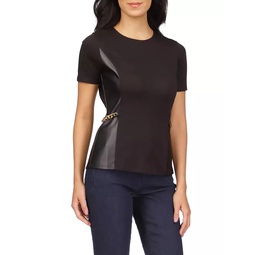 Faux-Leather Chainlink T-Shirt