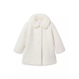 Little Girls & Girls Faux Fur Collared Coat