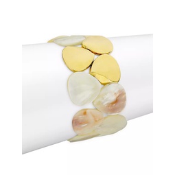 Organic Gems Gold-Plated & White Shell Strech Bracelet