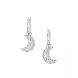 Luna Rhodium-Plated & Crystal Moon Huggie Hoop Earrings