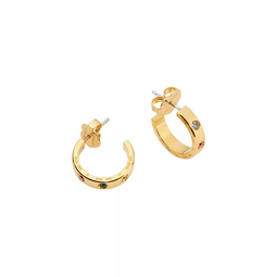 Goldtone & Cubic Zirconia Huggie Hoop Earrings