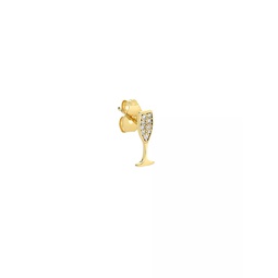14K Yellow Gold & 0.07 TCW Diamond Champagne Glass Stud Earring
