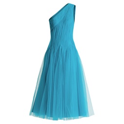 One-Shoulder Tulle Midi-Dress