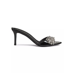 70MM Patent Leather Jeweled Brooch Mules