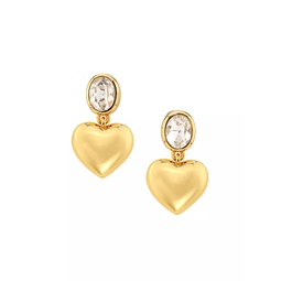 Goldtone & Crystal Heart Drop Earrings