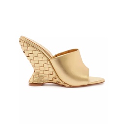 April 109MM Metallic Leather Wedge Sandals