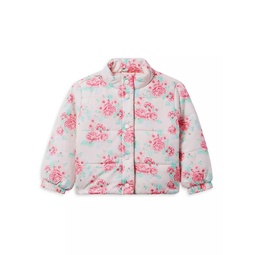 Little Girls & Girls Floral Puffer Jacket