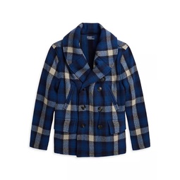 Boys Plaid Double-Breasted Coat