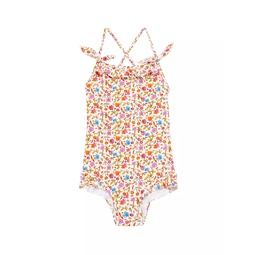 Little Girls & Girls Floral Ruffle-Trim Swimsuit