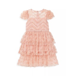Little Girls & Girls Tiered Sequin Dress