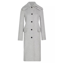 Long Double-Breasted Wool-Blend Coat