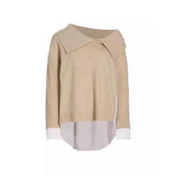 Wool-Cashmere Hybrid Off-The-Shoulder Sweater