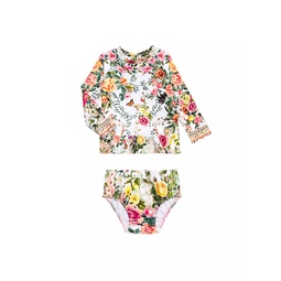 Baby Girls Floral Print Rashguard Swimsuit Set