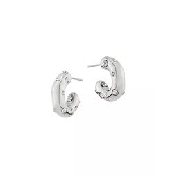 Rhodium-Plated & Zircon Hoop Earrings