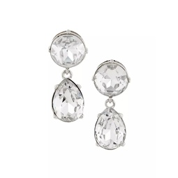 Rhodium-Plated & Glass Crystal Drop Earrings