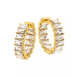 14K-Gold-Plated & Glass Crystal Hoop Earrings