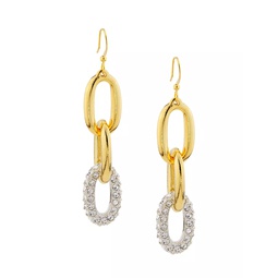22K-Gold-Plated & Glass Crystal Oval-Link Drop Earrings