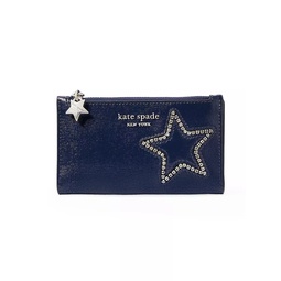 Starlight Crystal-Embellished Patent Leather Small Bifold Wallet