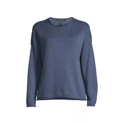Cotton-Blend Drop-Sleeve Crewneck Sweater