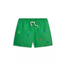 Little Boys & Boys Embroidered Pony Swim Shorts