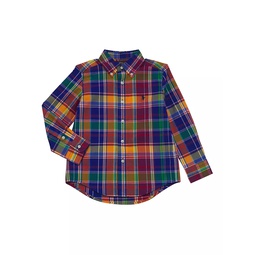 Little Boys & Boys Plaid Button-Down Cotton Poplin Sport Shirt
