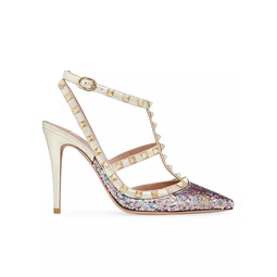 Rockstud Pumps With Sequin Embroidery And Straps 100MM