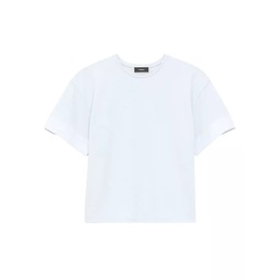 Poplin-Cuff Cotton T-Shirt