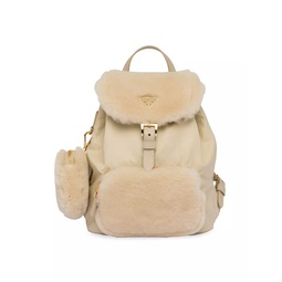 Re-Nylon And Shearling Backpack