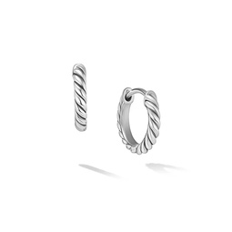 Sculpted Cable Huggie Hoop Earrings In Sterling Silver