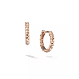 Sculpted Cable Huggie Hoop Earrings In 18K Rose Gold