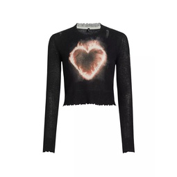Flaming Heart Cashmere Crop Top