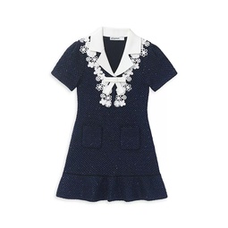Little Girls & Girls Sequin Knit Bow Dress
