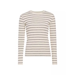 Striped Cotton-Blend Crewneck Long-Sleeve T-Shirt