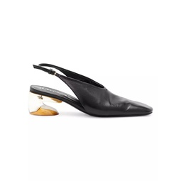 65MM Square-Toe Leather Pumps