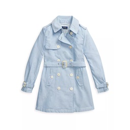 Girls Double-Breasted Trench Coat