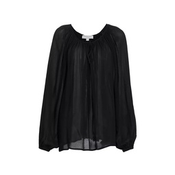 Crinkled Chiffon Tie Blouse