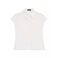 Cap-Sleeve Silk Button-Front Shirt