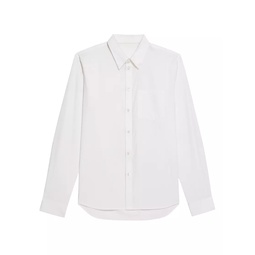 Cotton Poplin Button-Front Shirt