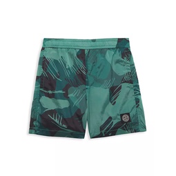 Little Boys & Boys Leaf Print Swim Shorts