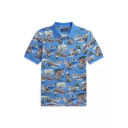 Little Boys & Boys Parisian Polo Bear Print Shirt