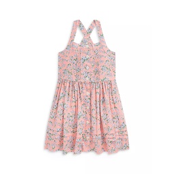 Little Girls Linen Floral Dress