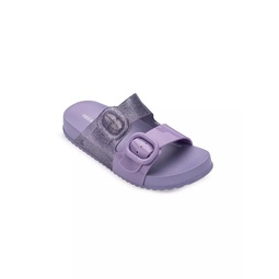 Girls Mini Melissa Cozy Buckle-Accented Slide Sandals