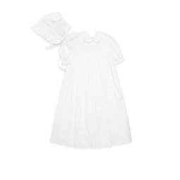 Baby Girls Two-Piece Gown & Hat Set