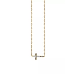 14K Yellow Gold & .06 TCW Diamond Cross Necklace