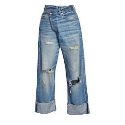Distressed Crossover Jeans