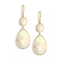 Polished Rock Candy 18K Yellow Gold & Mother-Of-Pearl Snowman Double-Drop Earrings