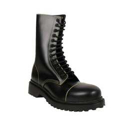 BALENCIAGA Black Leather Lace Up Combat Boots